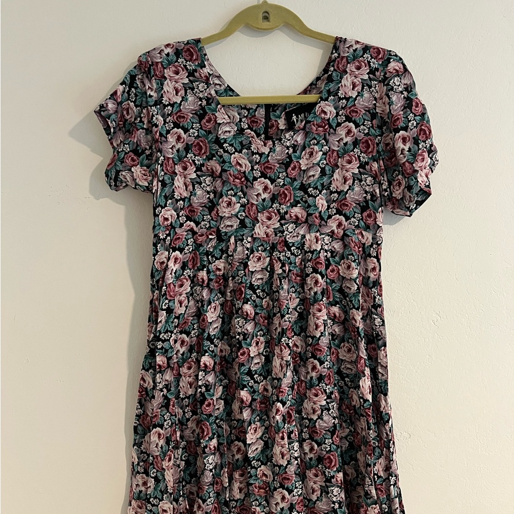 Vintage 90s Babydoll Rose Mini Dress